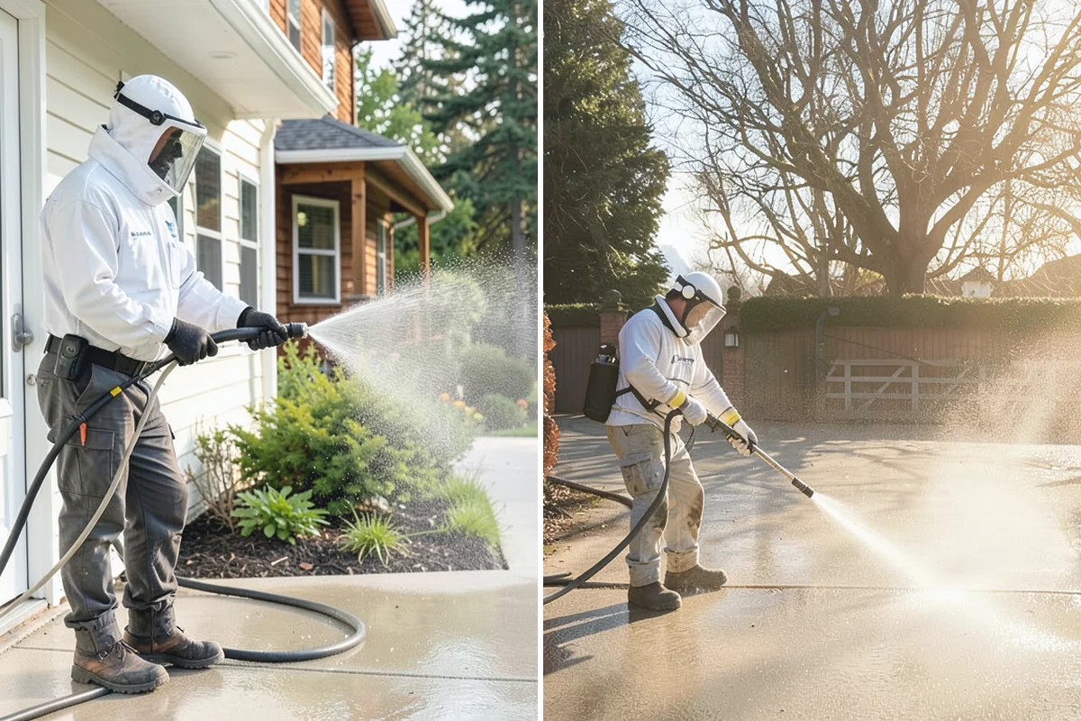 Paver Sealing in Buckley, Pierce County, WA - Pressure clean the pavers and clear old sand and growth from the joints