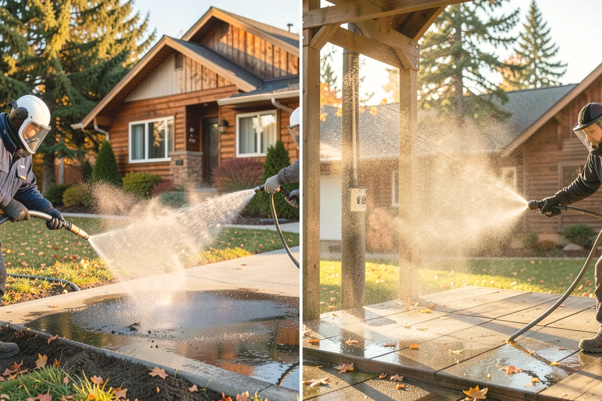 Paver Sealing in Burlington, Skagit County, WA - Pressure clean the pavers and clear old sand and growth from the joints