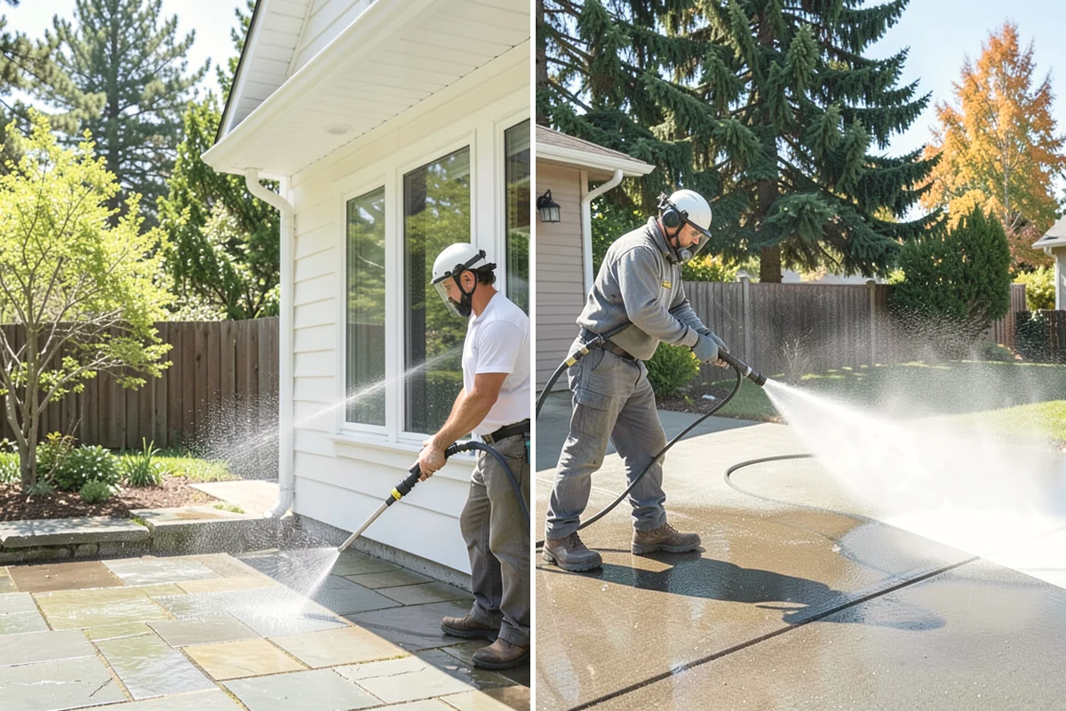 Paver Sealing in Carnation, King County, WA - Pressure clean the pavers and clear old sand and growth from the joints