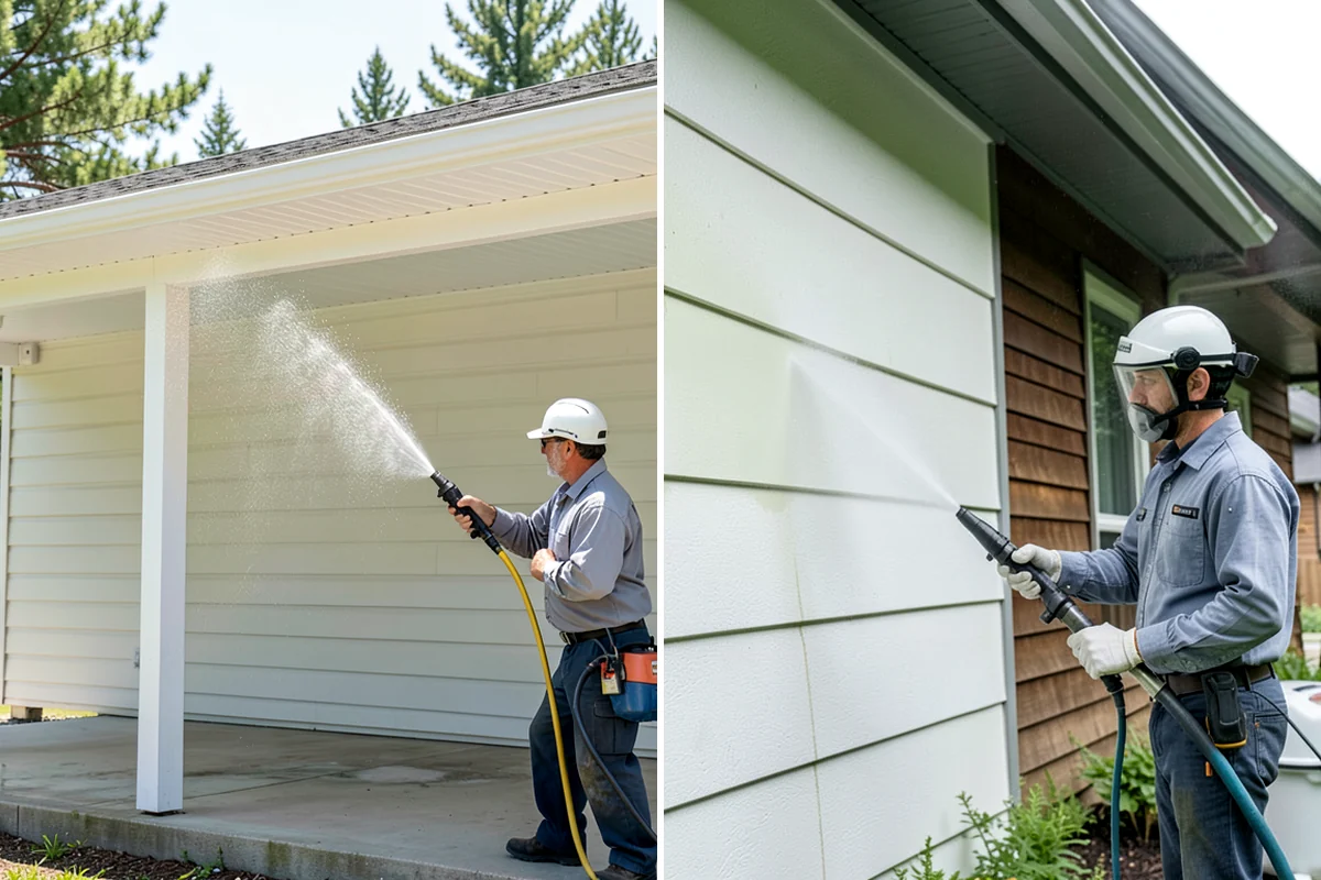 Paver Sealing in Enumclaw, King County, WA - Pressure clean the pavers and clear old sand and growth from the joints