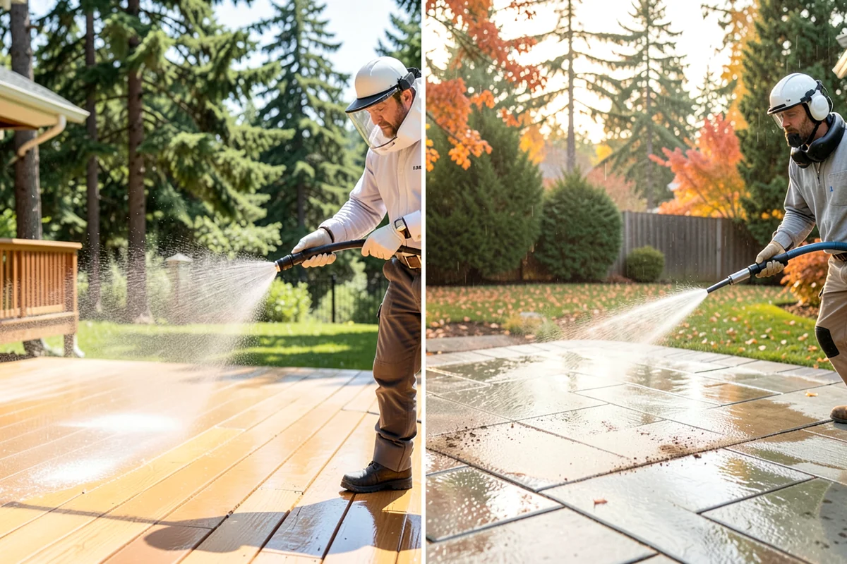 Paver Sealing in Federal Way, King County, WA - Pressure clean the pavers and clear old sand and growth from the joints