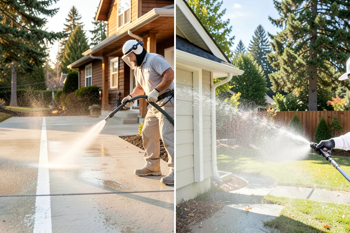 Paver Sealing in Fircrest, Pierce County, WA - Pressure clean the pavers and clear old sand and growth from the joints