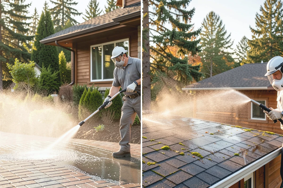 Paver Sealing in Granite Falls, Snohomish County, WA - Pressure clean the pavers and clear old sand and growth from the joints