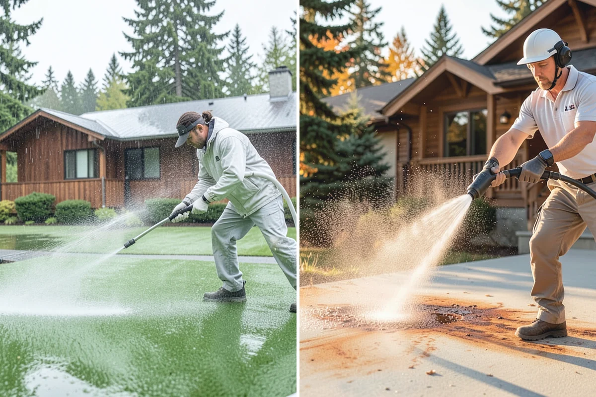 Paver Sealing in Hamilton, Skagit County, WA - Pressure clean the pavers and clear old sand and growth from the joints