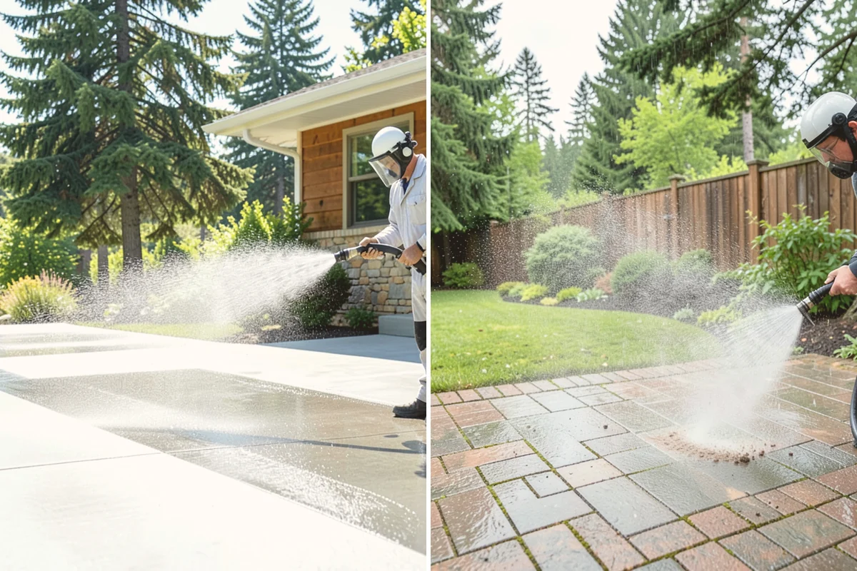 Paver Sealing in Index, Snohomish County, WA - Pressure clean the pavers and clear old sand and growth from the joints