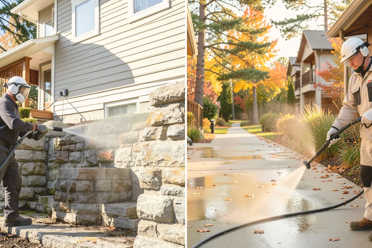 Paver Sealing in Kent, King County, WA - Pressure clean the pavers and clear old sand and growth from the joints
