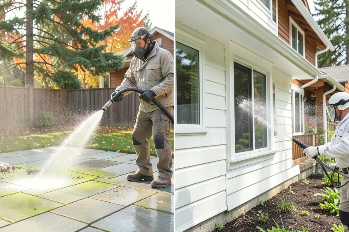 Paver Sealing in La Conner, Skagit County, WA - Pressure clean the pavers and clear old sand and growth from the joints