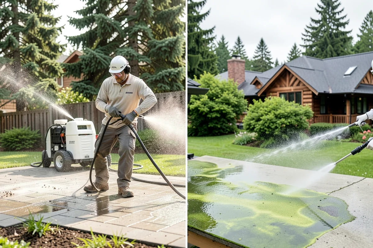 Paver Sealing in Lakewood, Pierce County, WA - Pressure clean the pavers and clear old sand and growth from the joints