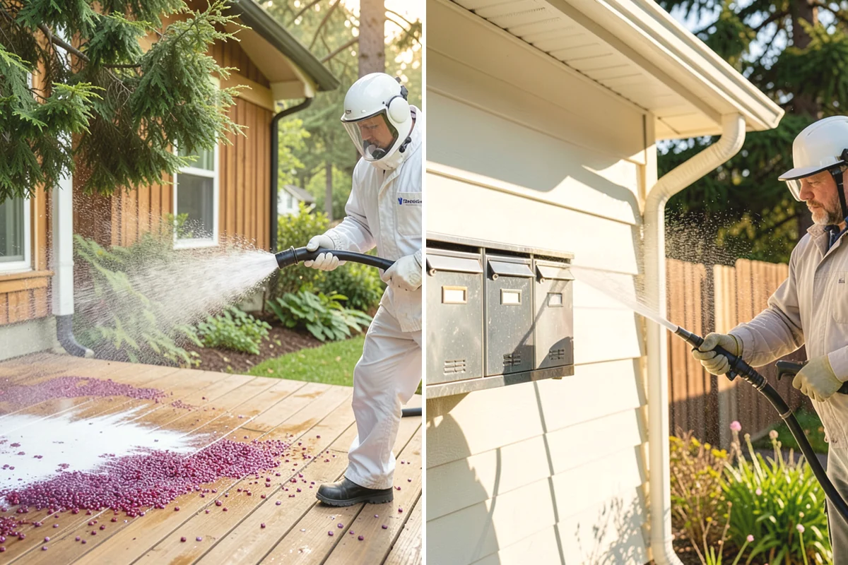 Paver Sealing in Monroe, Snohomish County, WA - Pressure clean the pavers and clear old sand and growth from the joints