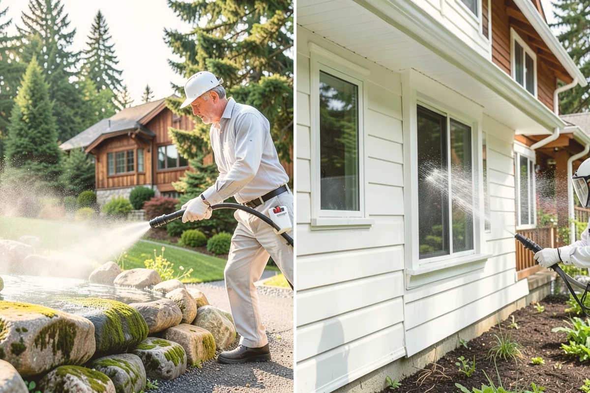 Paver Sealing in Newcastle, King County, WA - Pressure clean the pavers and clear old sand and growth from the joints