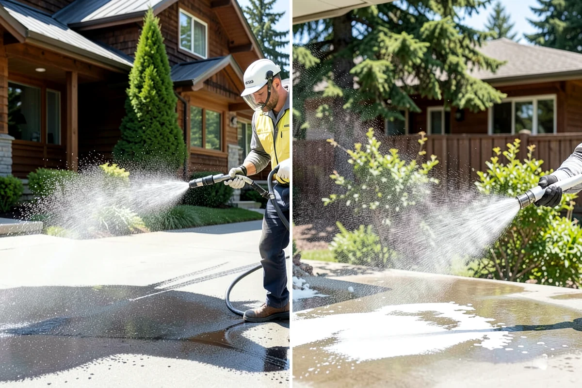 Paver Sealing in Shoreline, King County, WA - Pressure clean the pavers and clear old sand and growth from the joints
