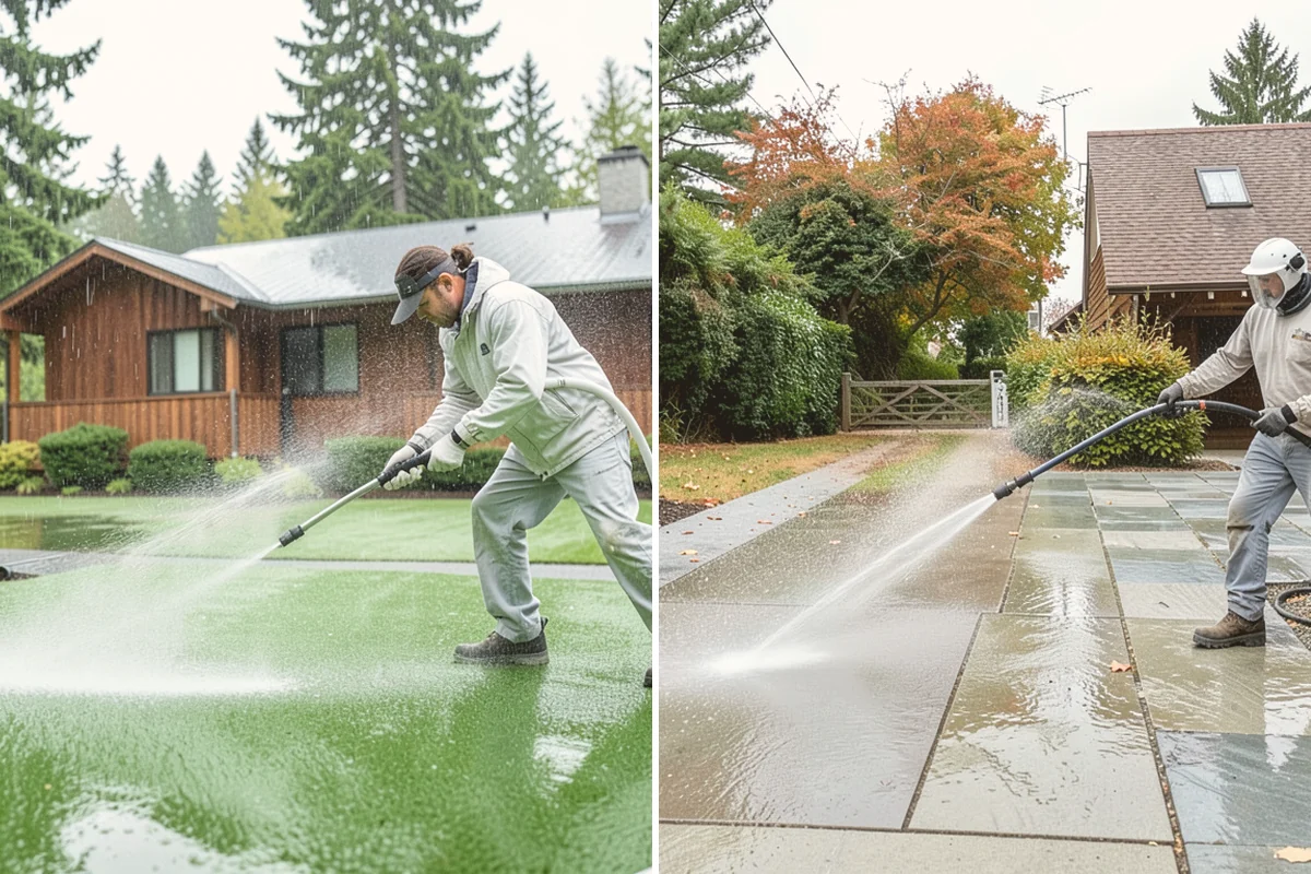 Paver Sealing in Stanwood, Snohomish County, WA - Pressure clean the pavers and clear old sand and growth from the joints