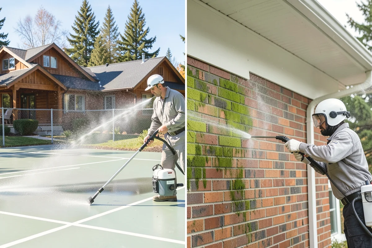 Paver Sealing in Tukwila, King County, WA - Pressure clean the pavers and clear old sand and growth from the joints