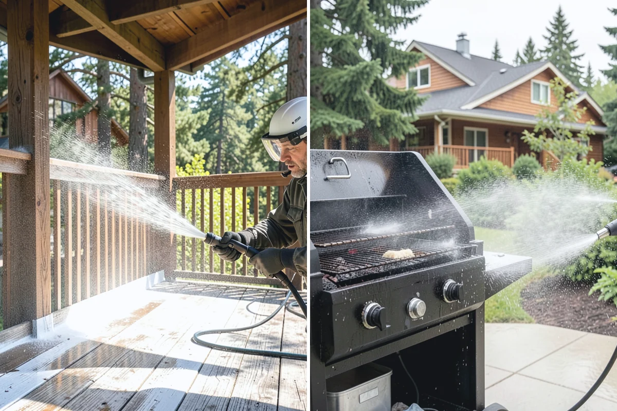 Paver Sealing in Woodinville, King County, WA - Pressure clean the pavers and clear old sand and growth from the joints