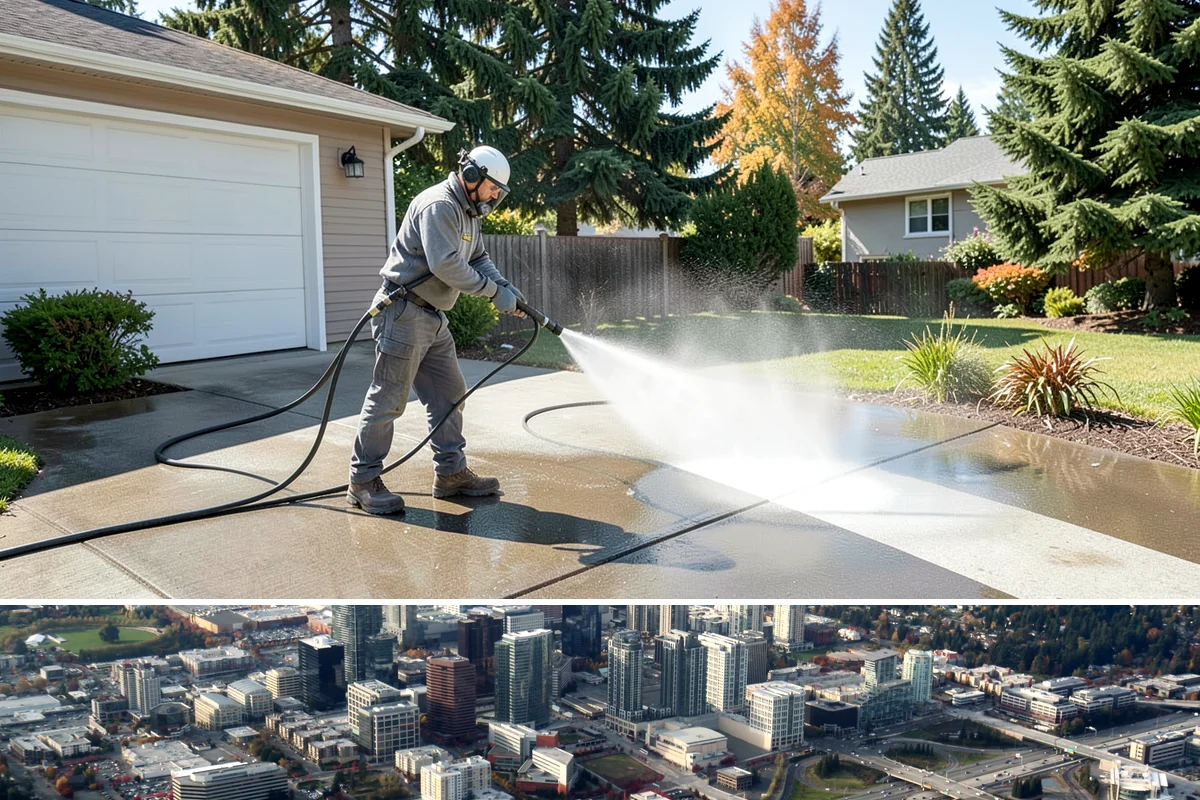 Paver Walkway Cleaning in Bellevue, King County, WA - Late summer is prime for paver walkways so new polymeric sand can cure dry before autumn rains.