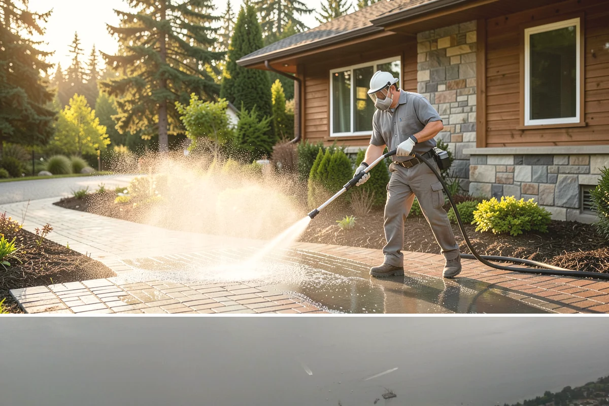 Paver Walkway Cleaning in Des Moines, King County, WA - Late summer is prime for paver walkways so new polymeric sand can cure dry before autumn rains.