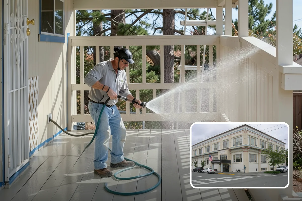 Pavilion Cleaning in Anacortes, Skagit County, WA - Clears algae streaking from broad pavilion roofs
