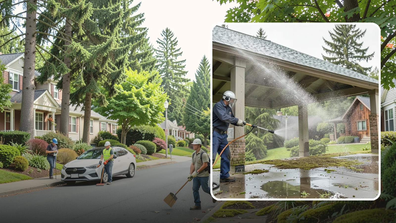 Pavilion Cleaning in Beaux Arts Village, King County, WA - Clean large pavilion structures and their roofs to remove the algae and debris common on wide, shaded Northwest builds.