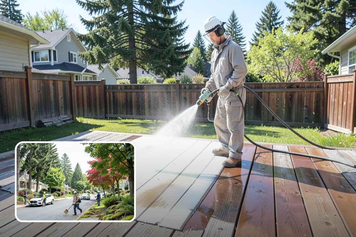 Pavilion Cleaning in Beaux Arts Village, King County, WA - Clears algae streaking from broad pavilion roofs