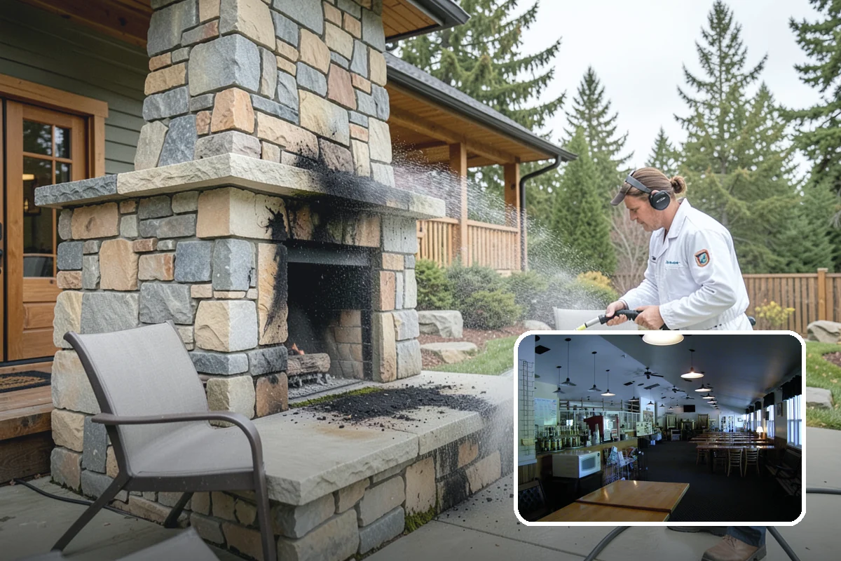 Pavilion Cleaning in Black Diamond, King County, WA - Clears algae streaking from broad pavilion roofs