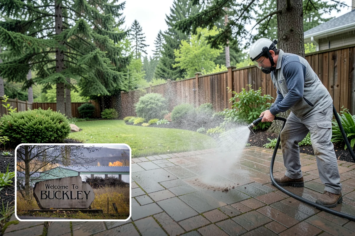 Pavilion Cleaning in Buckley, Pierce County, WA - Clears algae streaking from broad pavilion roofs