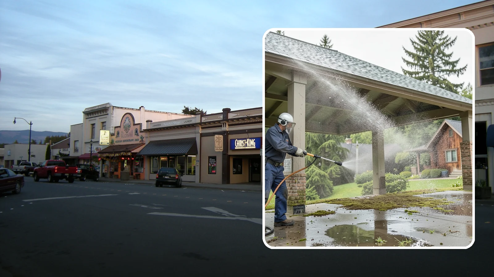 Pavilion Cleaning in Burlington, Skagit County, WA - Clean large pavilion structures and their roofs to remove the algae and debris common on wide, shaded Northwest builds.