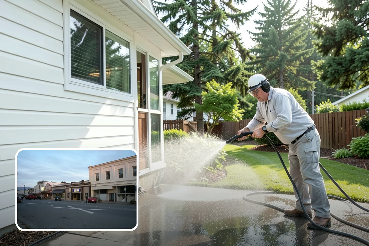 Pavilion Cleaning in Burlington, Skagit County, WA - Clears algae streaking from broad pavilion roofs