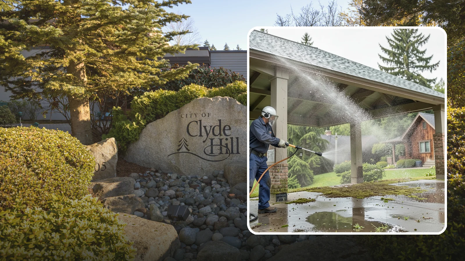 Pavilion Cleaning in Clyde Hill, King County, WA - Clean large pavilion structures and their roofs to remove the algae and debris common on wide, shaded Northwest builds.