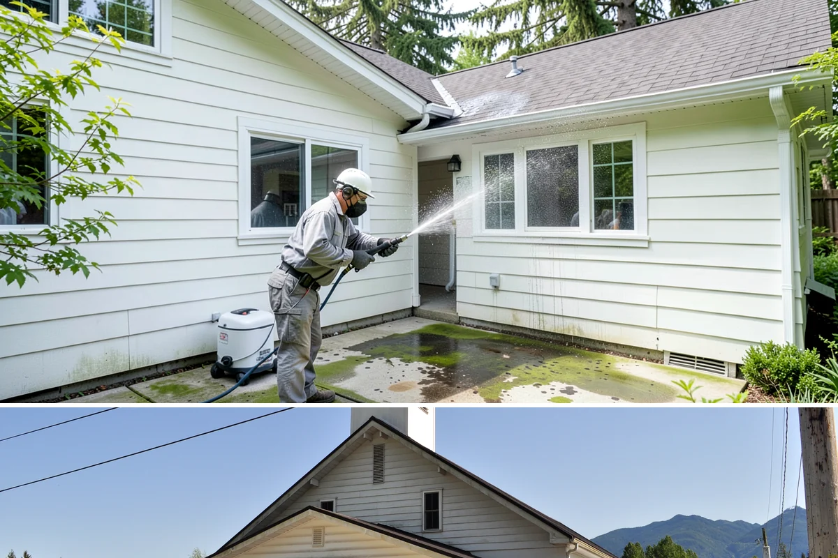 Pavilion Cleaning in Concrete, Skagit County, WA - Summer scheduling keeps the large surfaces dry between the cleaning and any evening use, which suits these broad structures best.