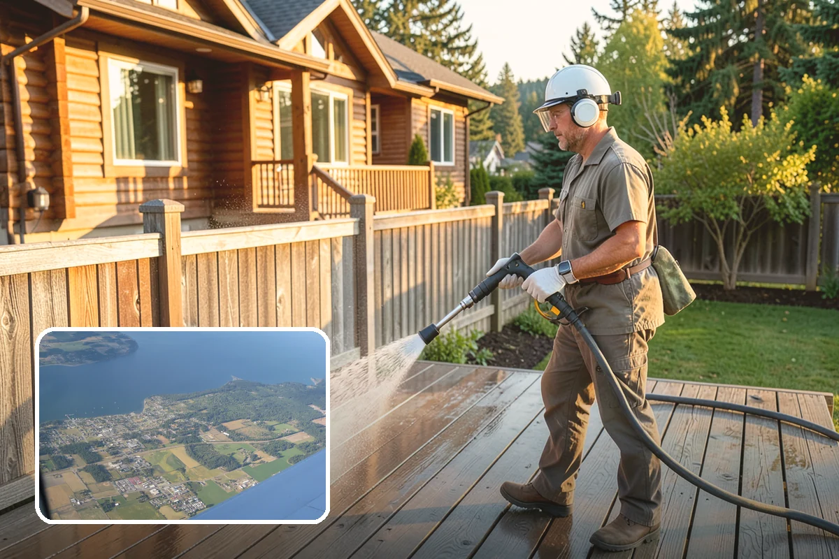 Pavilion Cleaning in Coupeville, Island County, WA - Clears algae streaking from broad pavilion roofs