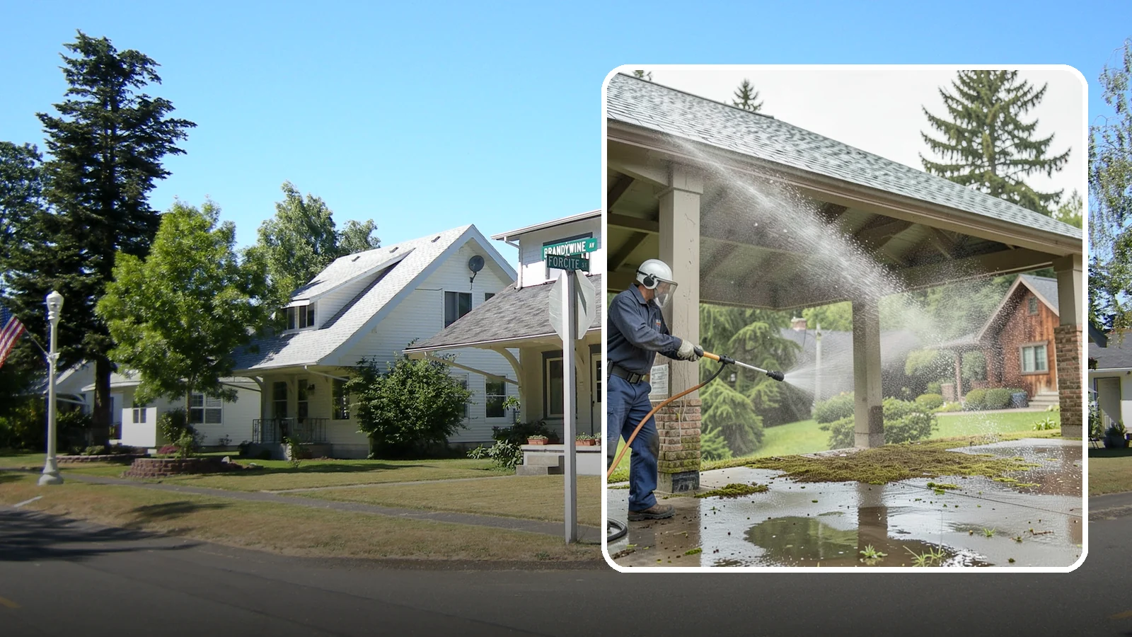 Pavilion Cleaning in DuPont, Pierce County, WA - Clean large pavilion structures and their roofs to remove the algae and debris common on wide, shaded Northwest builds.