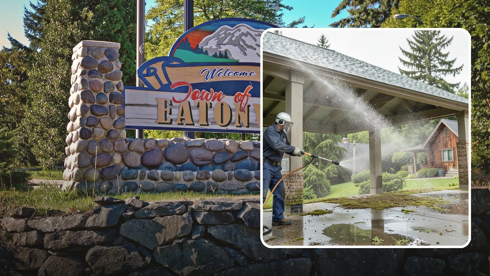 Pavilion Cleaning in Eatonville, Pierce County, WA - Clean large pavilion structures and their roofs to remove the algae and debris common on wide, shaded Northwest builds.