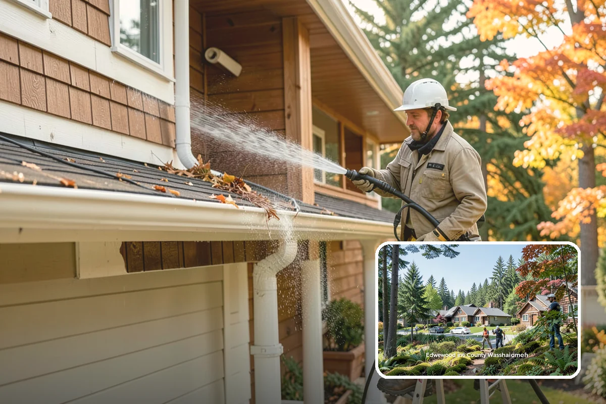 Pavilion Cleaning in Edgewood, Pierce County, WA - Clears algae streaking from broad pavilion roofs