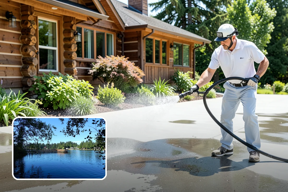 Pavilion Cleaning in Federal Way, King County, WA - Clears algae streaking from broad pavilion roofs