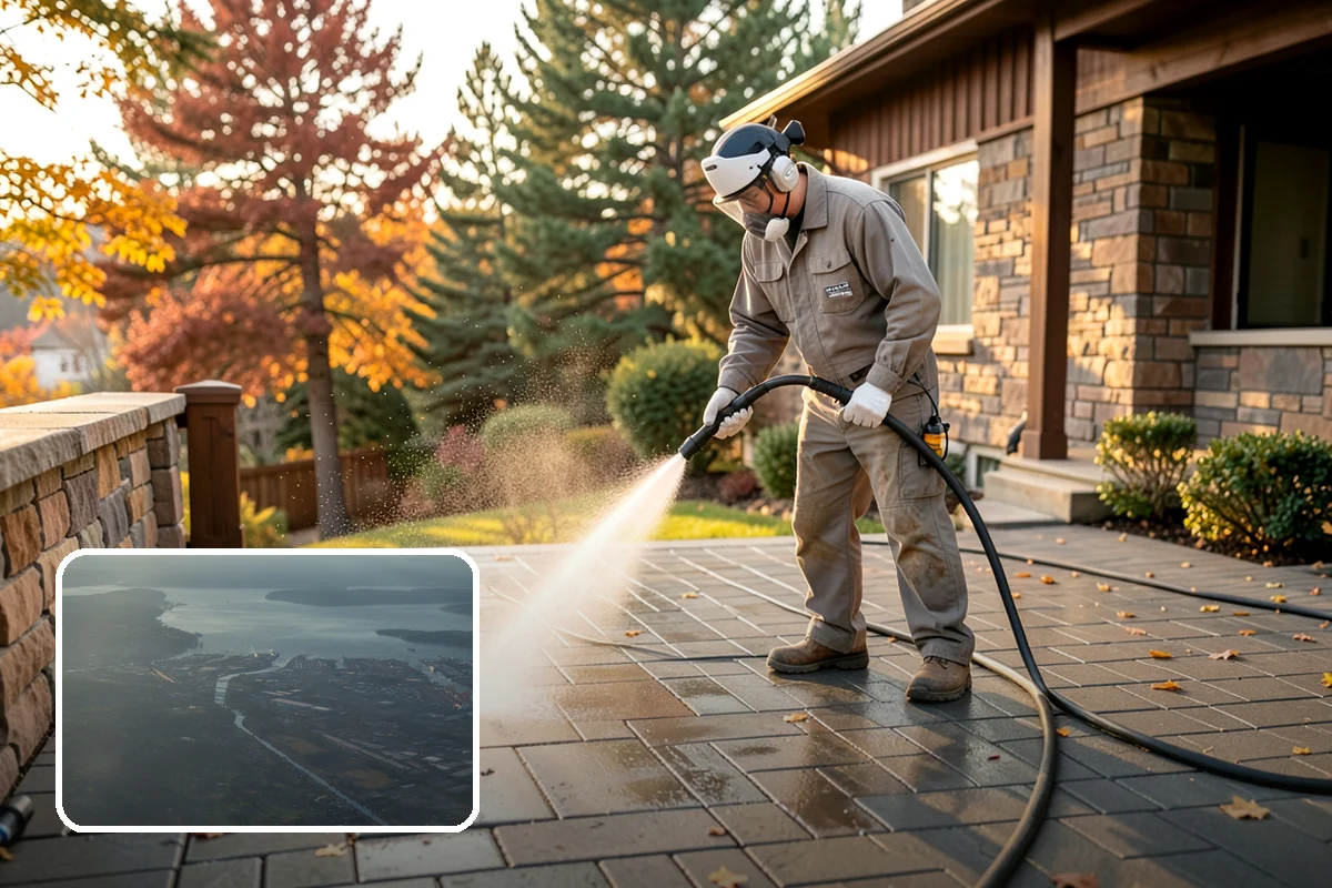 Pavilion Cleaning in Fife, Pierce County, WA - Clears algae streaking from broad pavilion roofs
