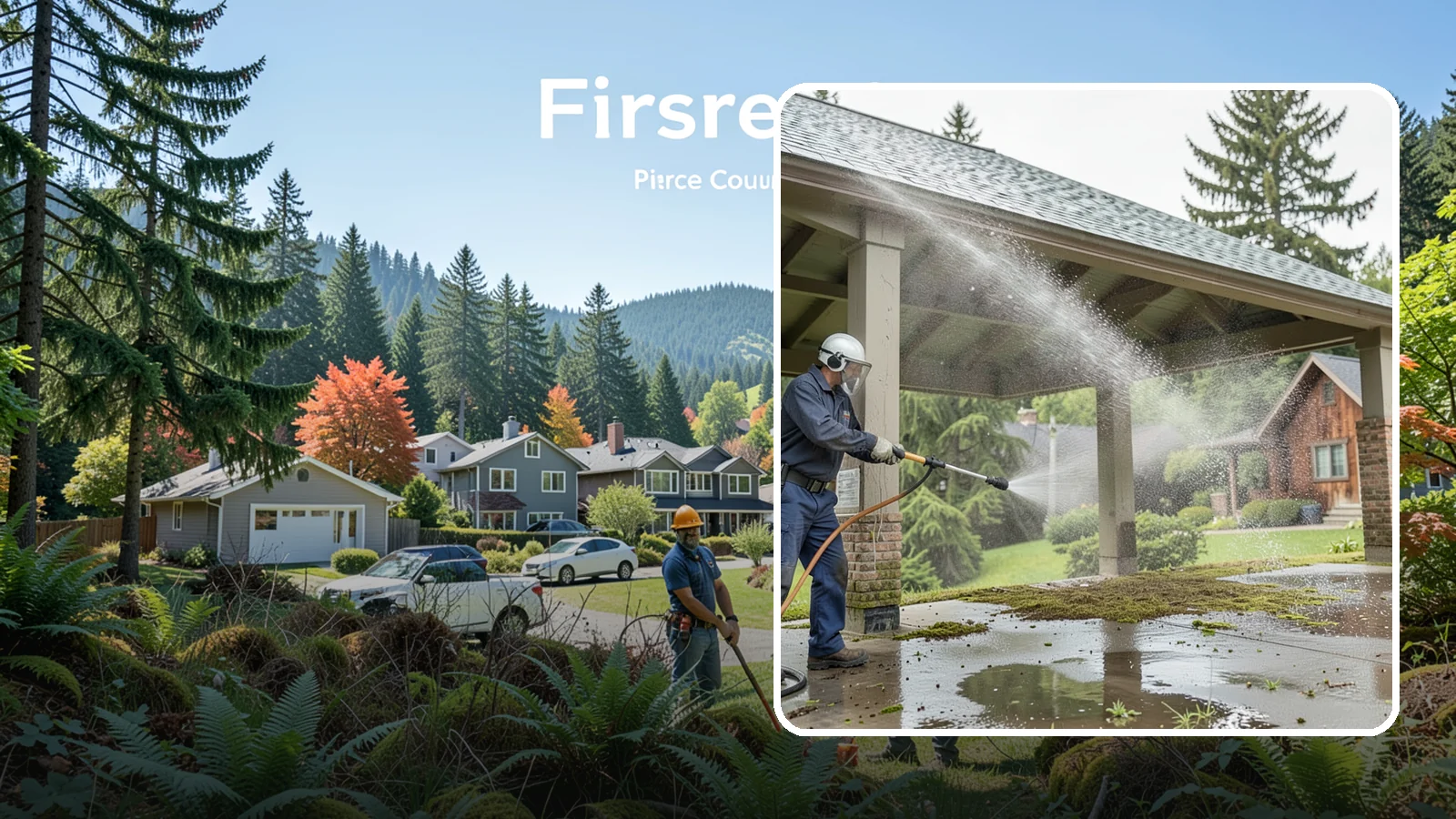 Pavilion Cleaning in Fircrest, Pierce County, WA - Clean large pavilion structures and their roofs to remove the algae and debris common on wide, shaded Northwest builds.