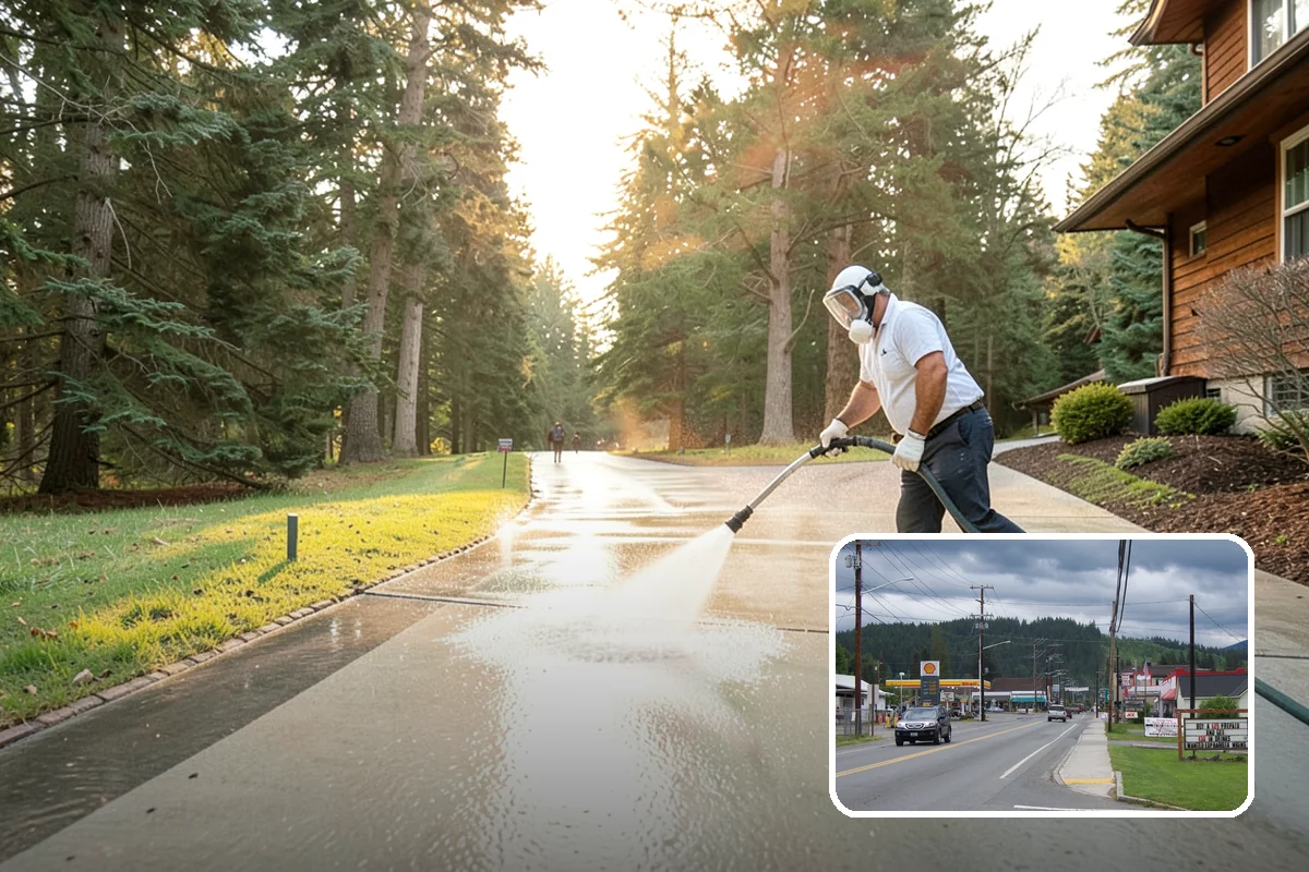 Pavilion Cleaning in Granite Falls, Snohomish County, WA - Clears algae streaking from broad pavilion roofs