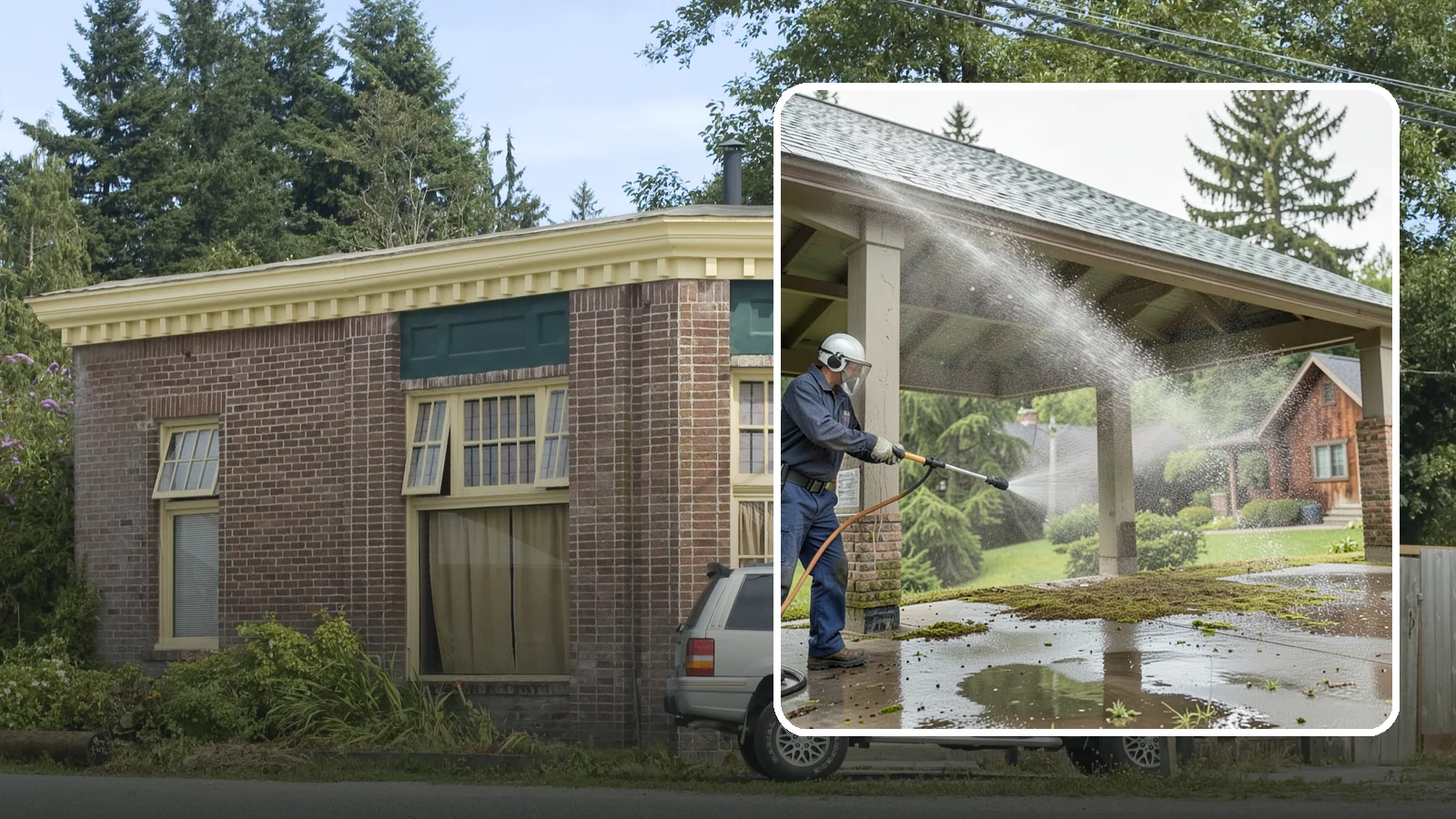 Pavilion Cleaning in Hamilton, Skagit County, WA - Clean large pavilion structures and their roofs to remove the algae and debris common on wide, shaded Northwest builds.
