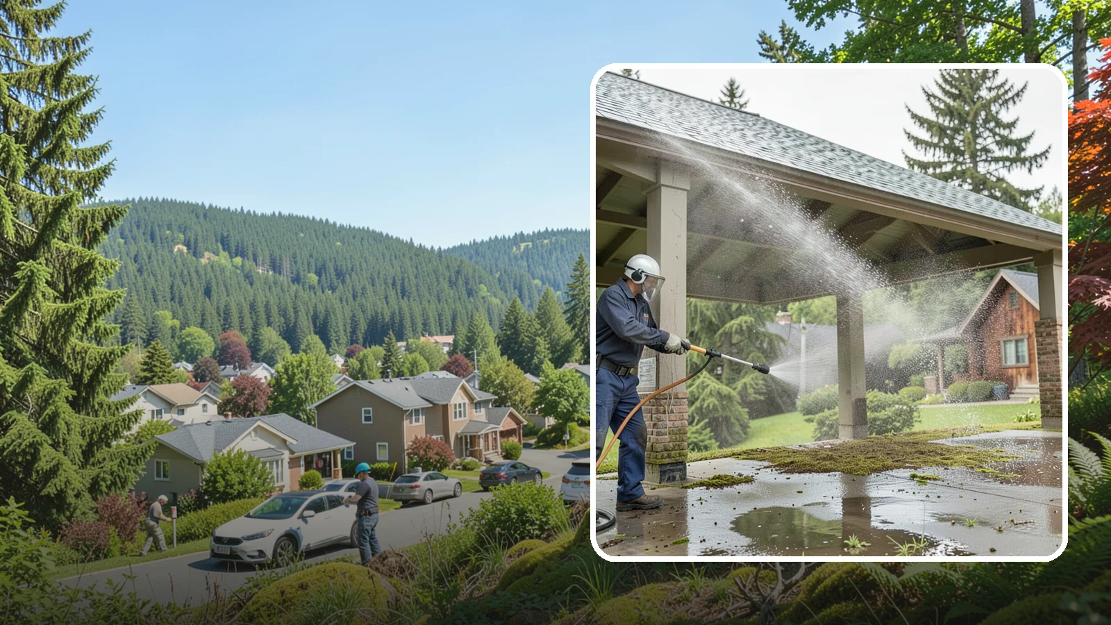 Pavilion Cleaning in Index, Snohomish County, WA - Clean large pavilion structures and their roofs to remove the algae and debris common on wide, shaded Northwest builds.