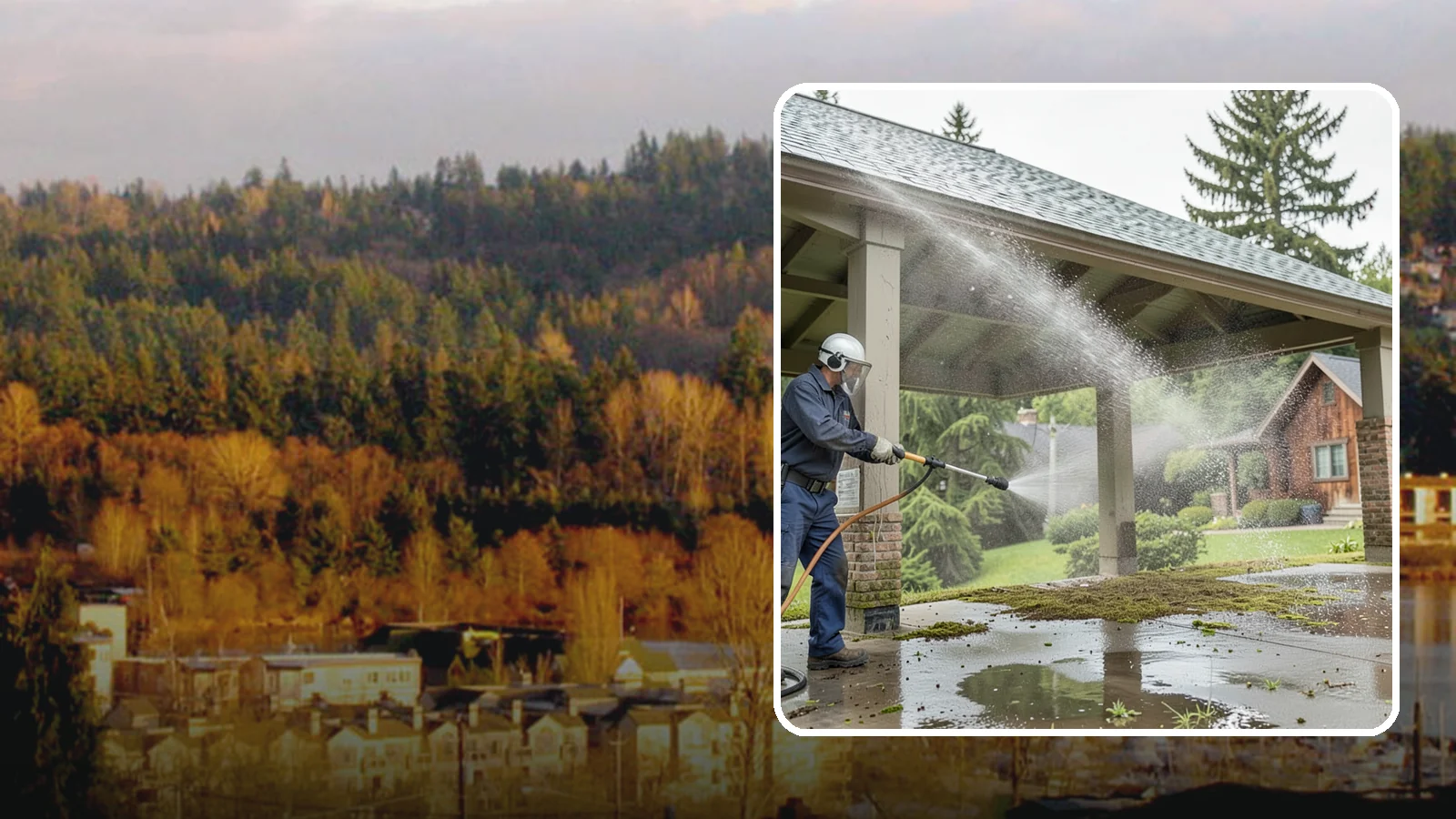 Pavilion Cleaning in Kenmore, King County, WA - Clean large pavilion structures and their roofs to remove the algae and debris common on wide, shaded Northwest builds.