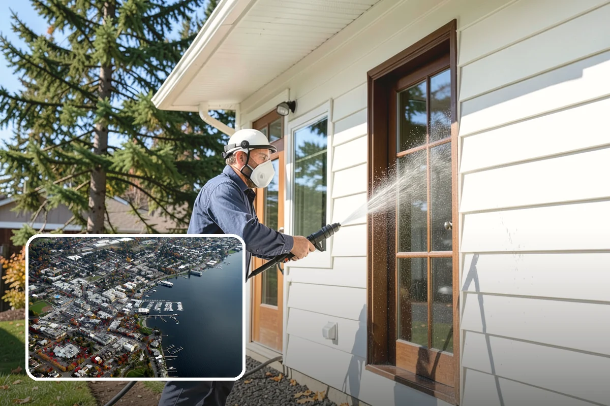 Pavilion Cleaning in Kirkland, King County, WA - Clears algae streaking from broad pavilion roofs
