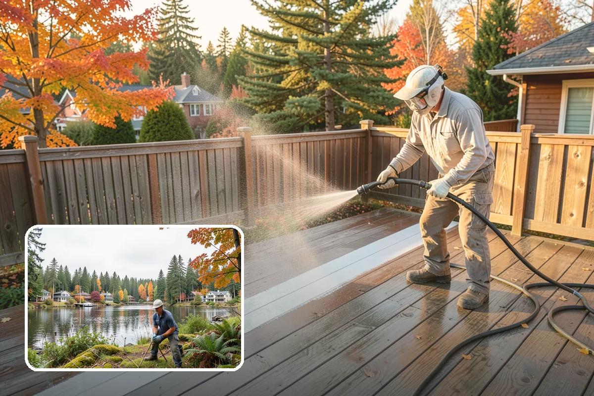 Pavilion Cleaning in La Conner, Skagit County, WA - Clears algae streaking from broad pavilion roofs