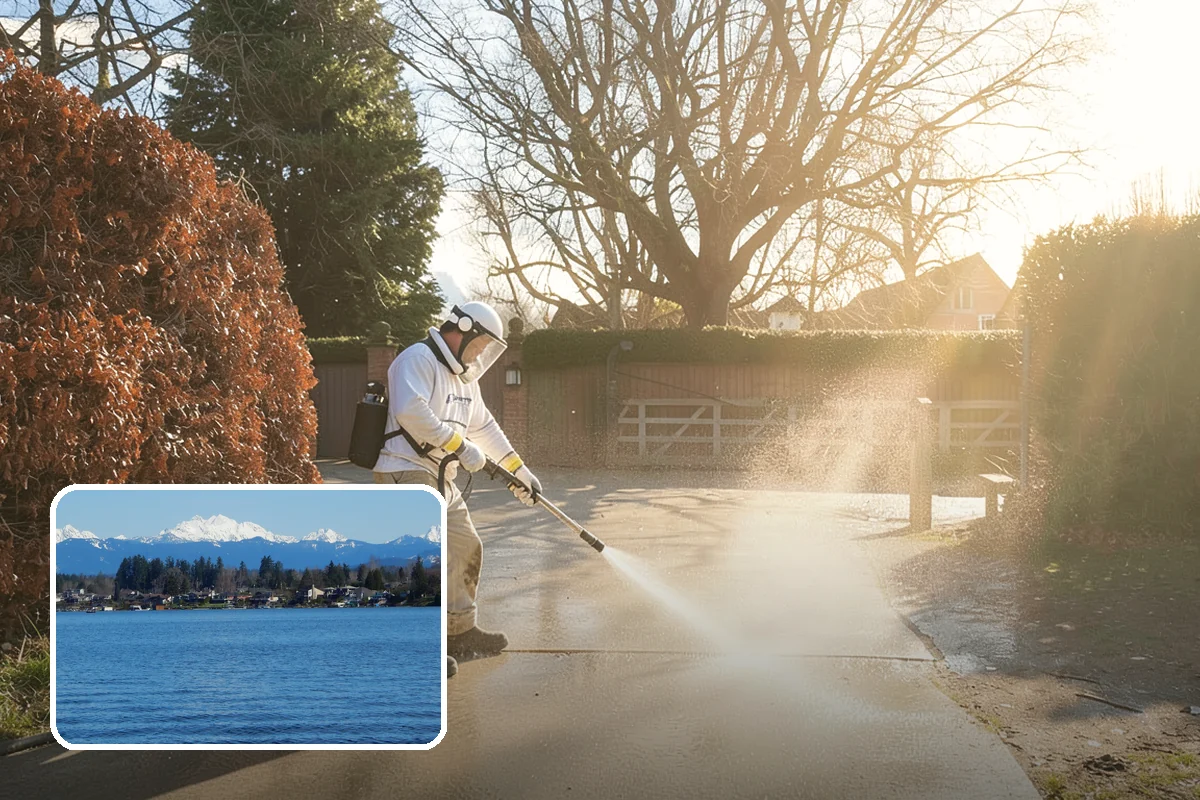 Pavilion Cleaning in Lake Stevens, Snohomish County, WA - Clears algae streaking from broad pavilion roofs