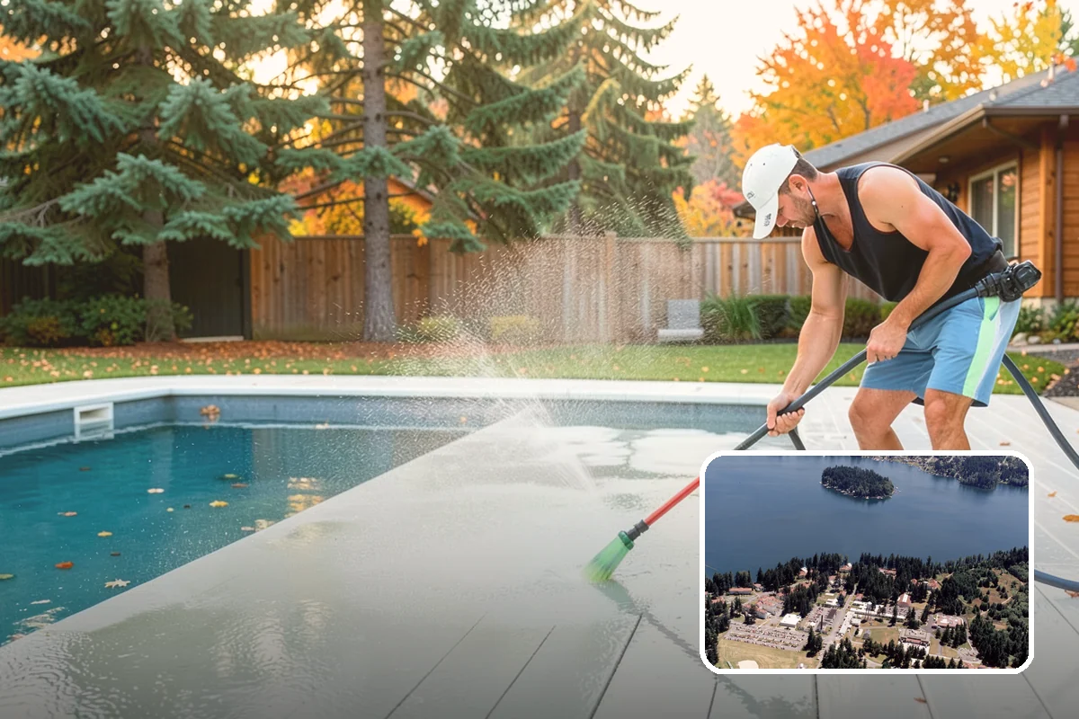 Pavilion Cleaning in Lakewood, Pierce County, WA - Clears algae streaking from broad pavilion roofs