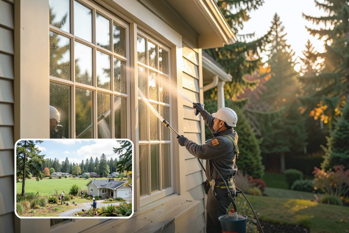 Pavilion Cleaning in Lyman, Skagit County, WA - Clears algae streaking from broad pavilion roofs