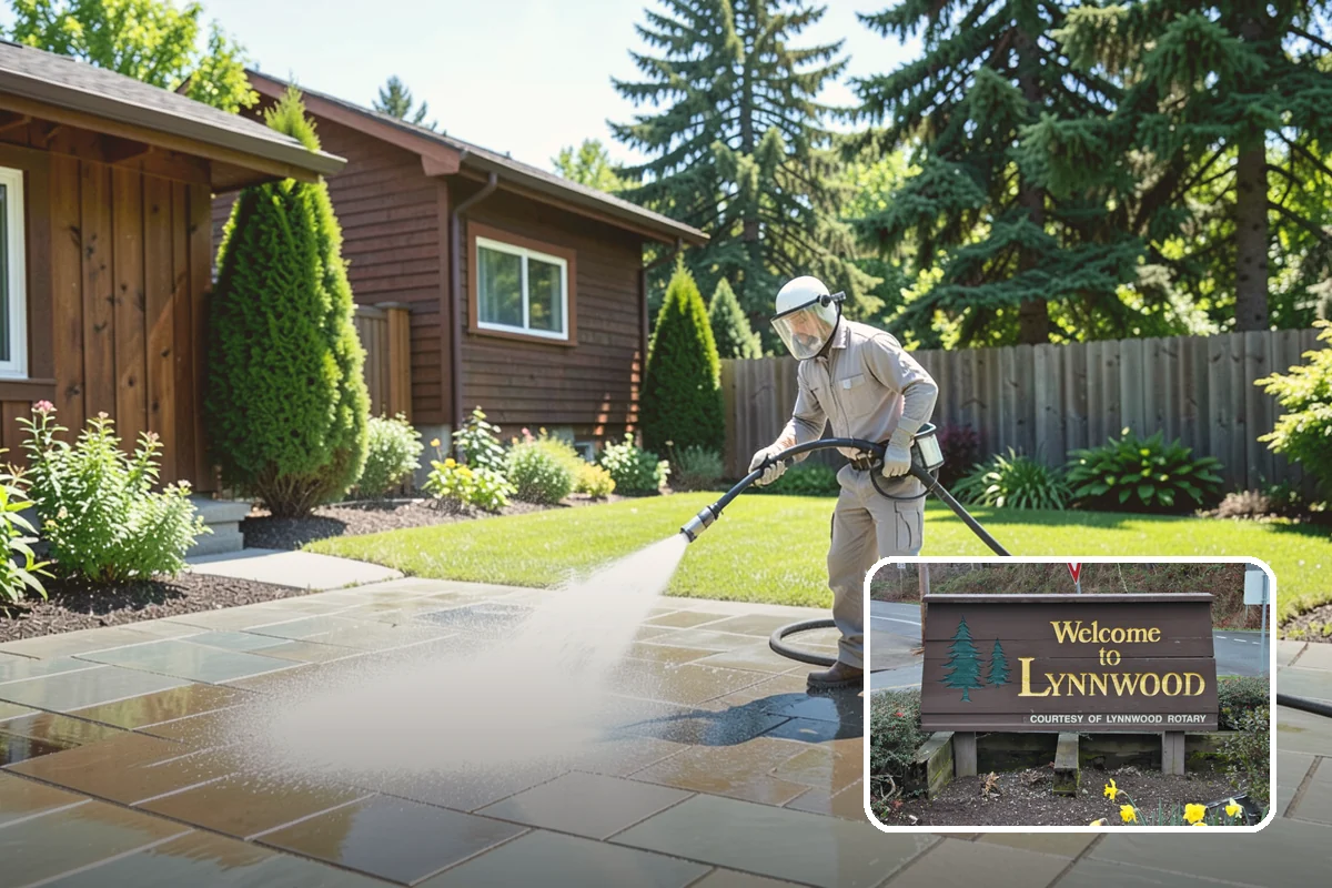 Pavilion Cleaning in Lynnwood, Snohomish County, WA - Clears algae streaking from broad pavilion roofs