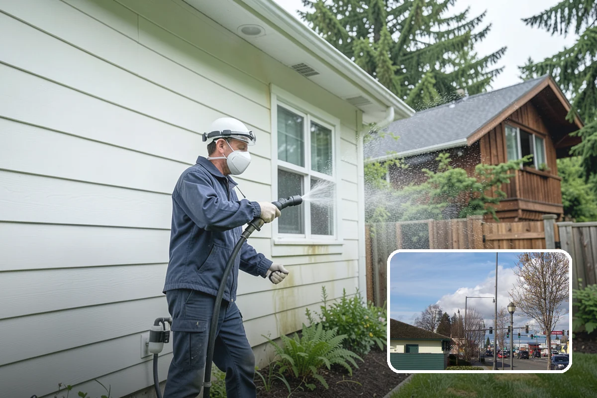 Pavilion Cleaning in Marysville, Snohomish County, WA - Clears algae streaking from broad pavilion roofs