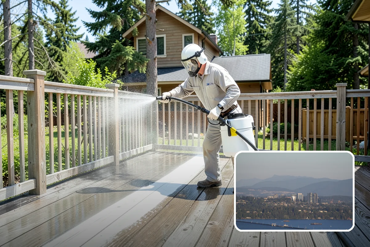 Pavilion Cleaning in Medina, King County, WA - Clears algae streaking from broad pavilion roofs