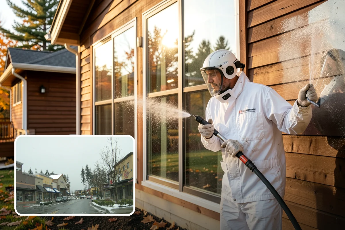Pavilion Cleaning in Mill Creek, Snohomish County, WA - Clears algae streaking from broad pavilion roofs