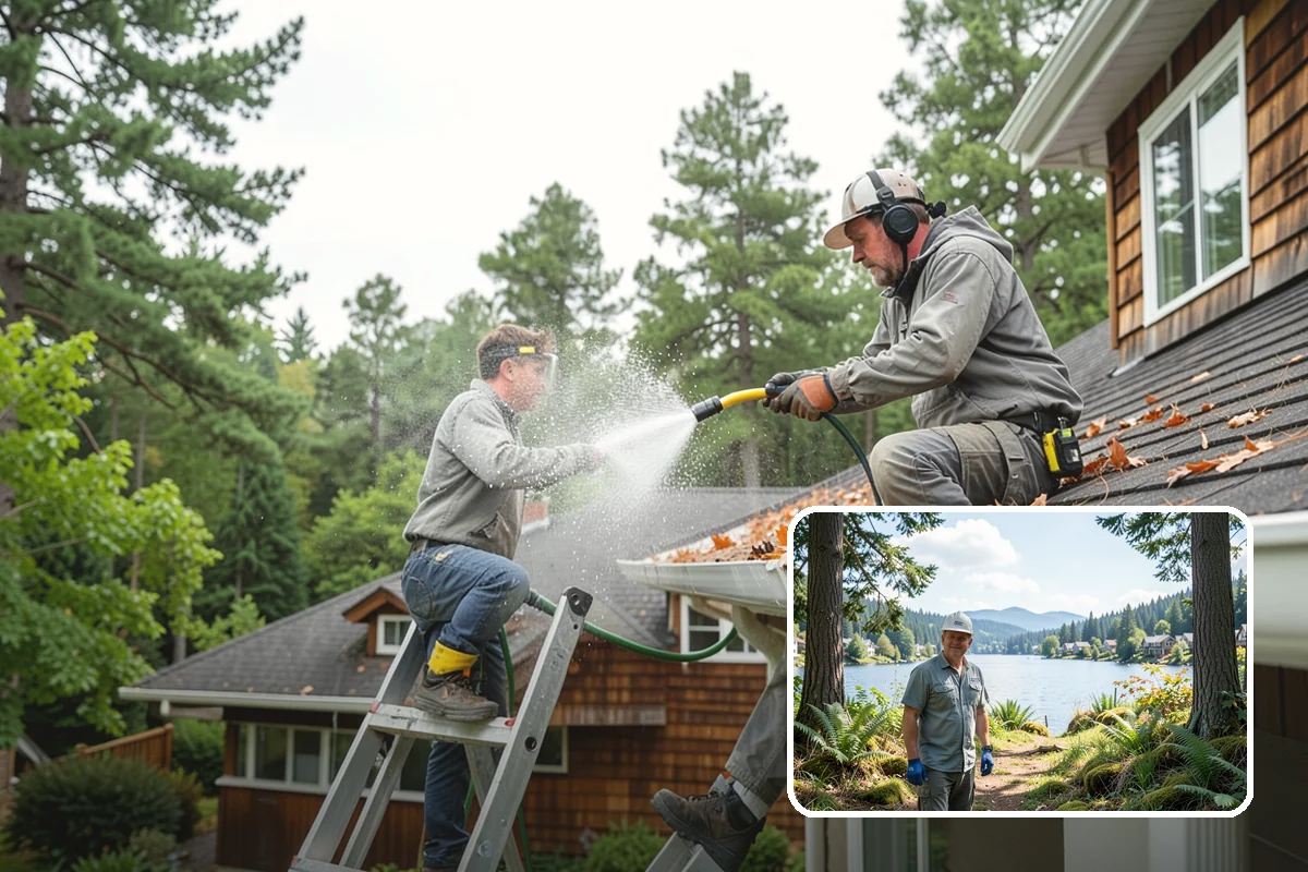 Pavilion Cleaning in Milton, King County, WA - Clears algae streaking from broad pavilion roofs